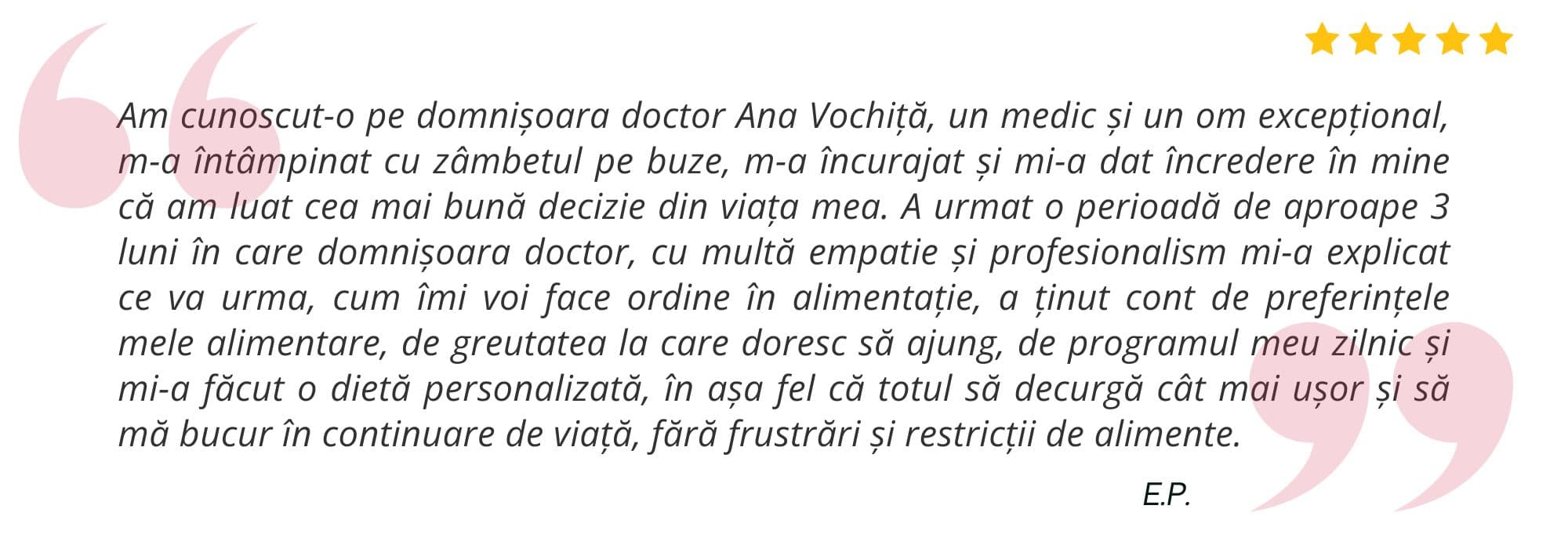 Testimonial pacient Dr. Ana Vochiță 5