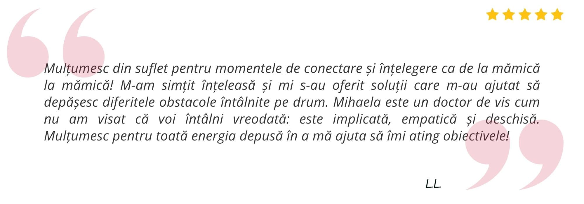 Testimonial pacient Dr. Mihaela Matei 2