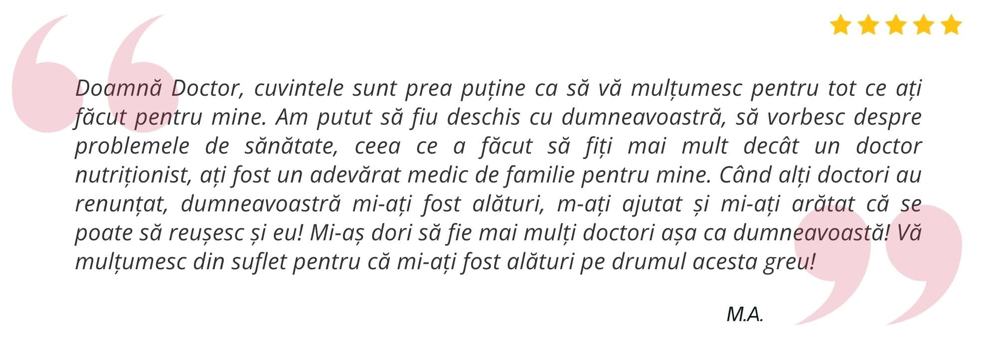 Testimonial pacient Dr. Mihaela Matei 3